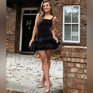 House of CB Black Mini Dress with Ruffle Hem